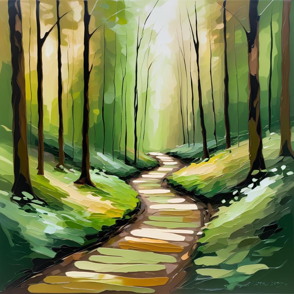 Tranquil Forest Path in Abstract Expressionism