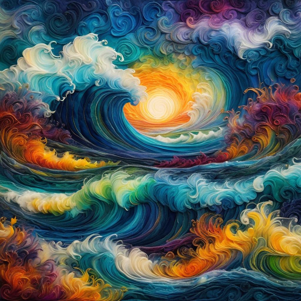 Epic Cosmic Ocean Waves with Floral Elements