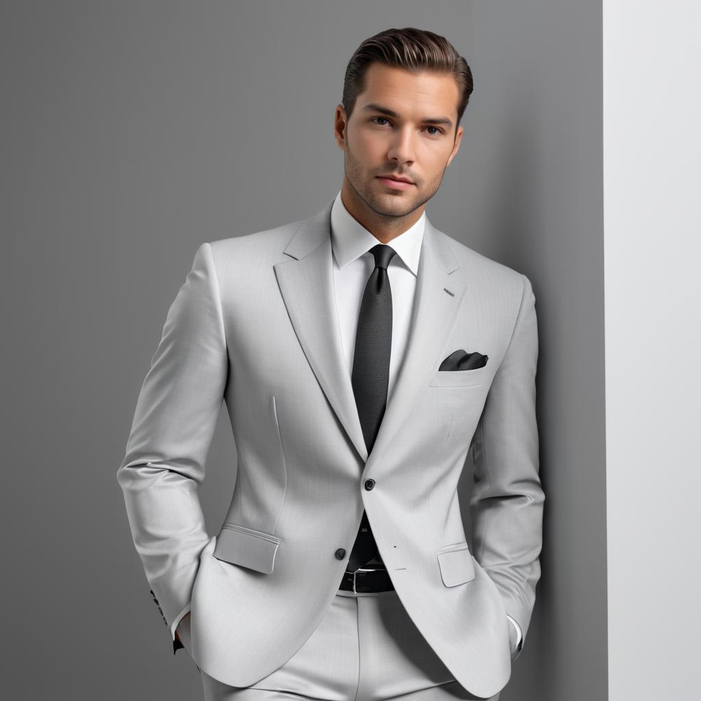 Elegant Man in Light Gray Suit