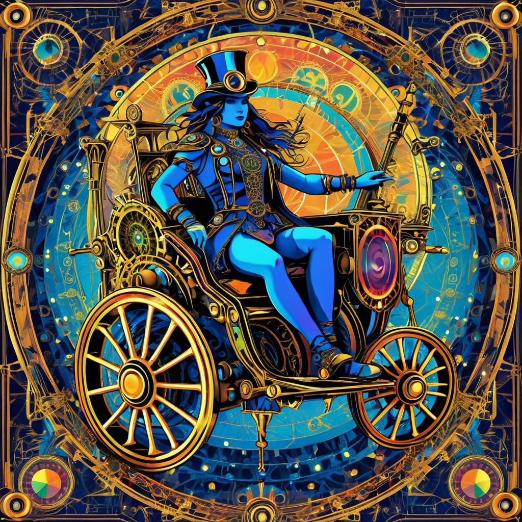 Psychedelic Steampunk Chariot Tarot Art