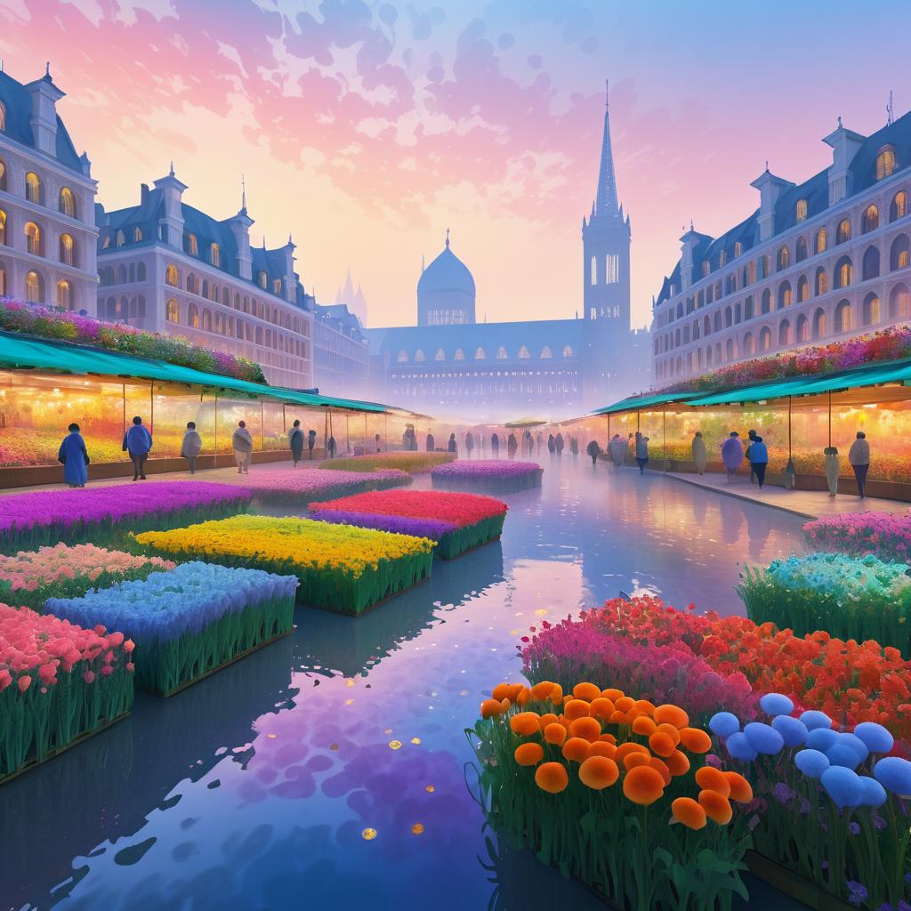 Vibrant Flower Market at Dawn