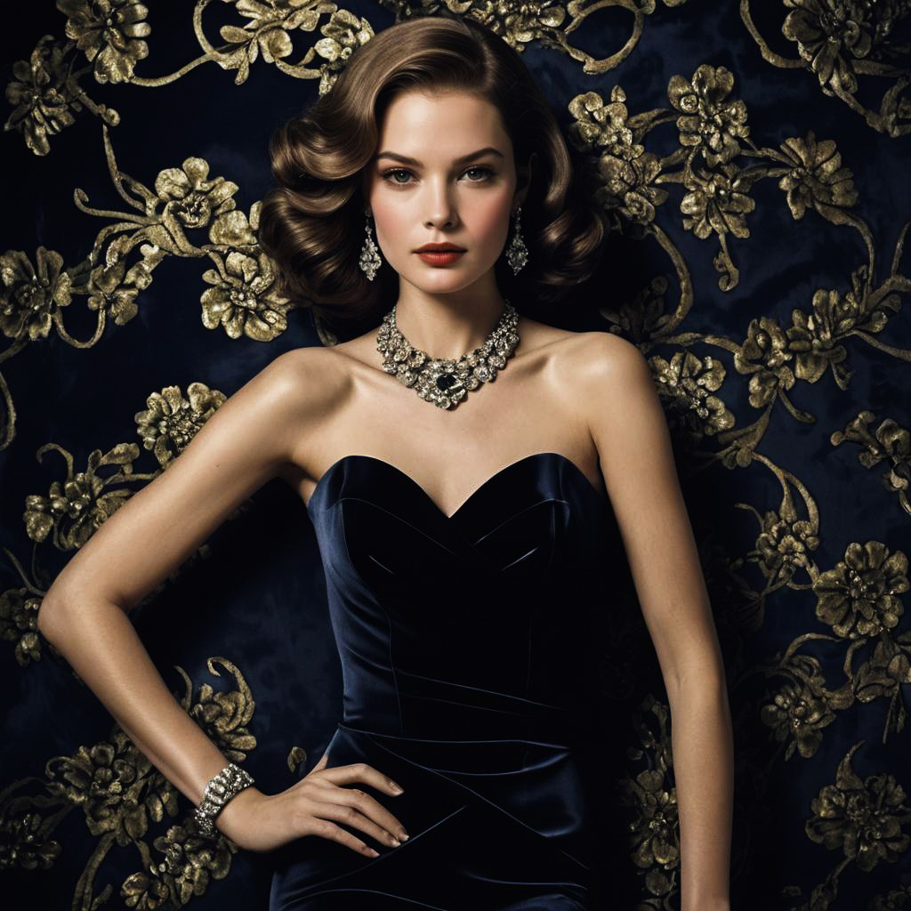 Elegant Young Woman in Velvet Bodycoon Dress