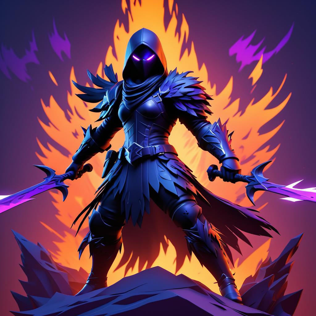 Dynamic 3D Raven in Fiery Chaos