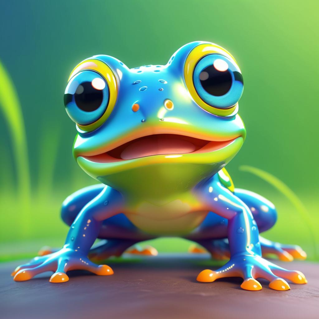 Charming Pixar-Style Baby Frog Illustration