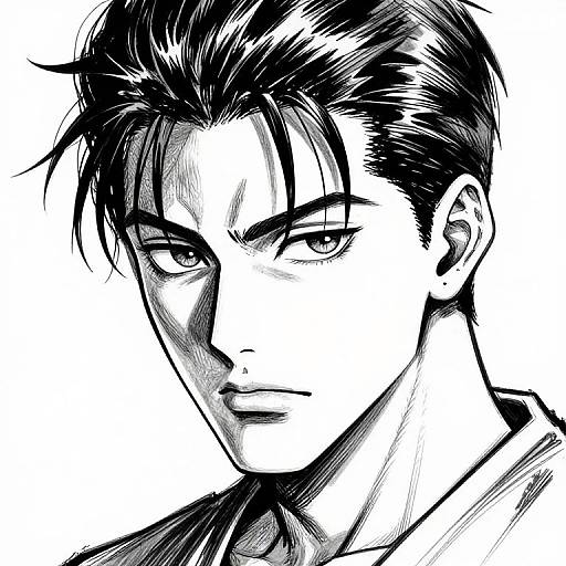 Bold Manga-Style Sketch Portrait