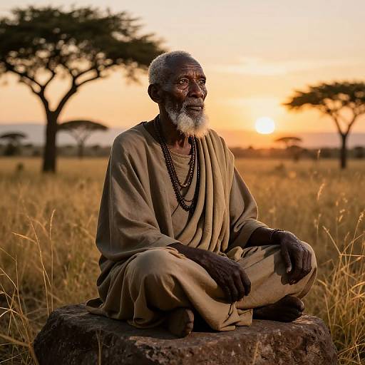 Photorealistic African Sage at Sunset