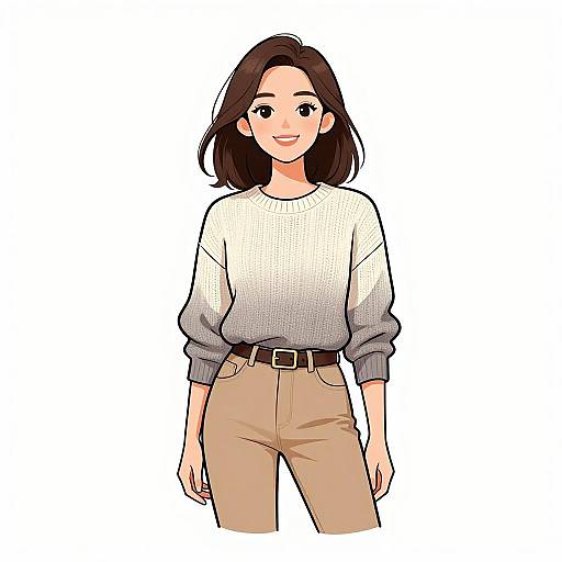 Smiling Woman in Casual Gradient Sweater