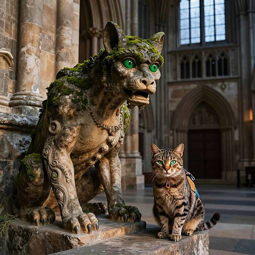 Timeless Sandstone Gargoyle in Cathedral