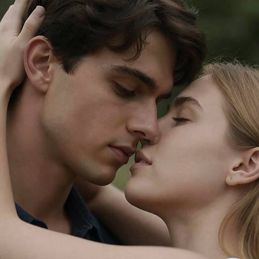 Intimate Close-Up of Young Couple Embracing