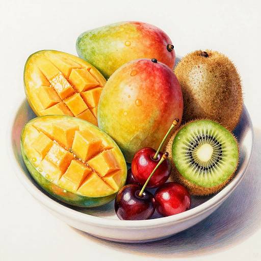 Realistic Close-Up Fruit Bowl Drawing