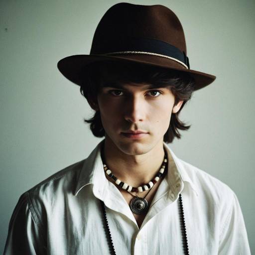 Young Man with Brown Hat and Necklace
