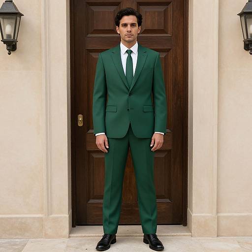 Man in Green Suit by Door