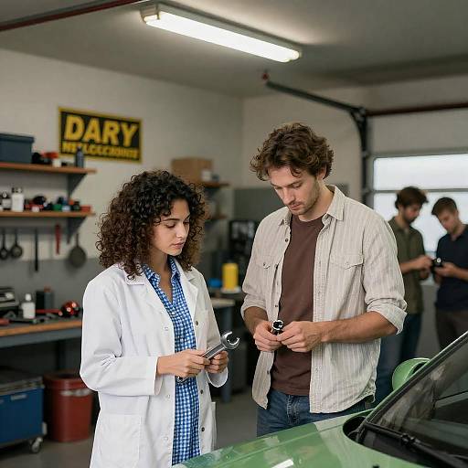 Dynamic Garage Workshop Scene with Characters
