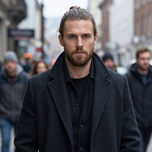 Handsome Bearded Man in Urban Street