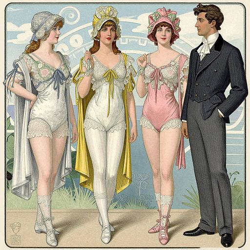 1890s Swimwear Fashion Illustration