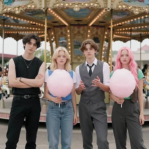 Youthful Moments at the Carnival Carousel