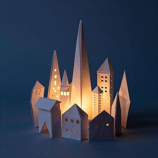 Origami Twilight Dioramas of Cities