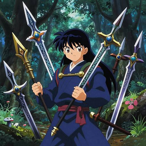 Enchanted Anime Weapons in Mystic Forest