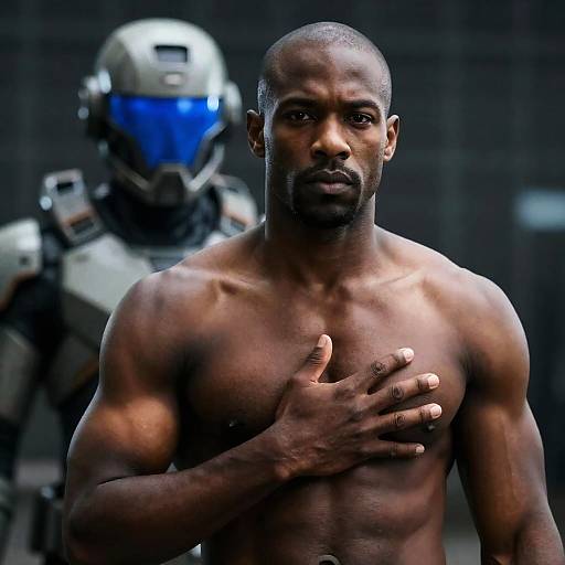 Muscular Man with Futuristic Armor