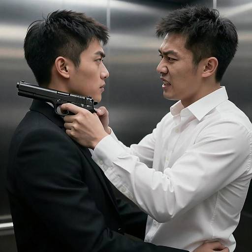 Dramatic Struggle Between Two Men