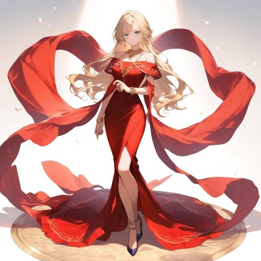 Elegant Woman in Red Dress Portrait