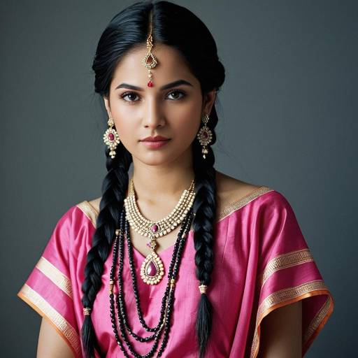 Elegant Girl in Pink Dress and Jewelry