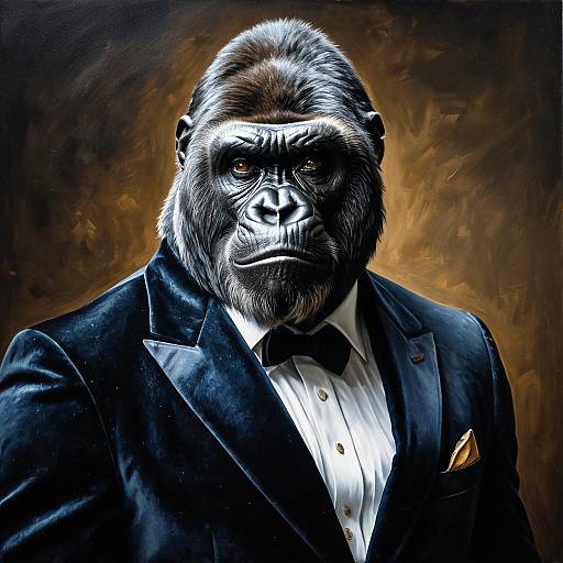 Silverback Gorilla in Velvet Blazer