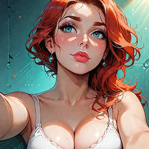 Redhead Woman Selfie in Sunlight