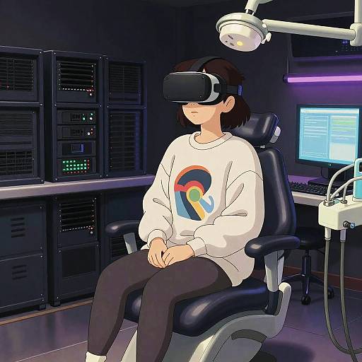 Ghibli Style Woman in VR Dentist Chair