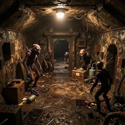 Post-Apocalyptic Bunker with Mutated Creatures