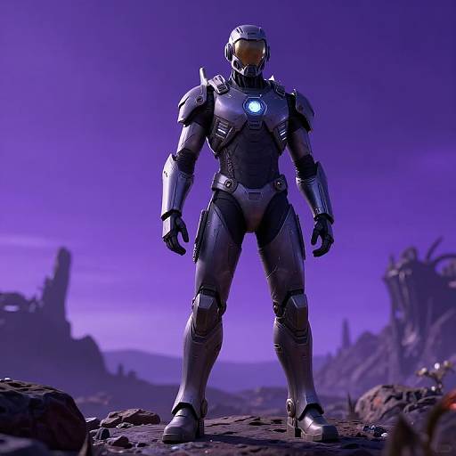 Futuristic Exosuit on Alien Planet
