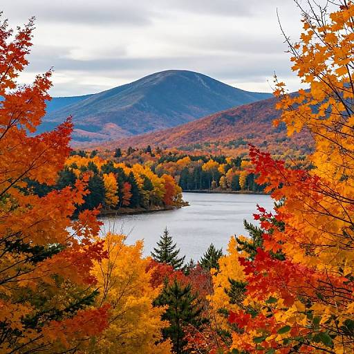 Autumn Mountains and Serene Lake Vista