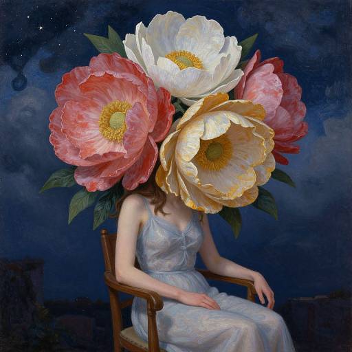 Surreal Woman with Floral Head