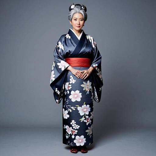 Mature Woman in Classic Japanese Kimono