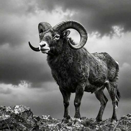 Dramatic Monochrome Ram Side Profile