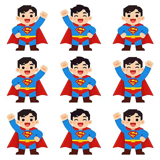 Colorful Cartoon Hero Sprite Sheet