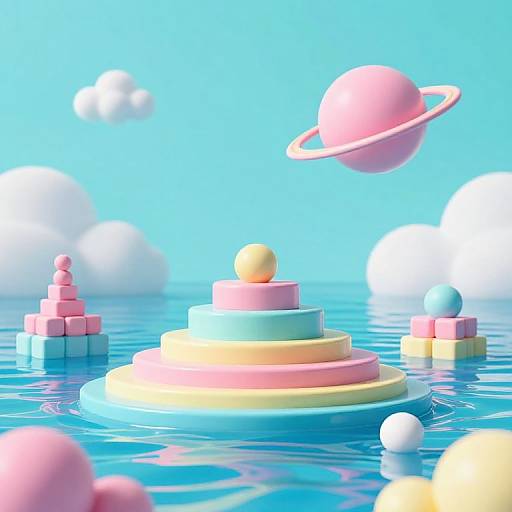 Candy-Colored Floating Platforms Scene