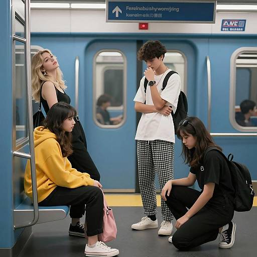 Teenagers on Subway Platform