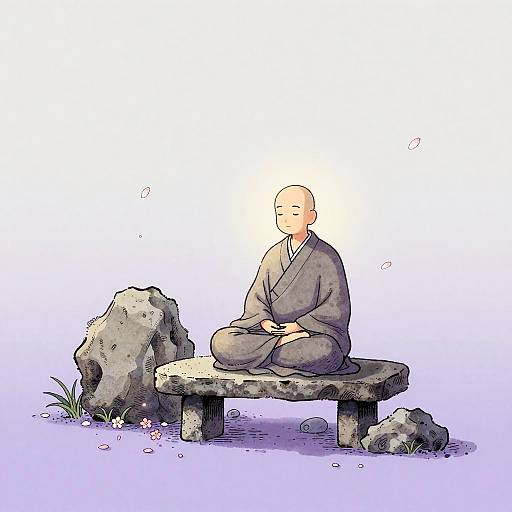 Minimalist Zen Garden Ink Illustration