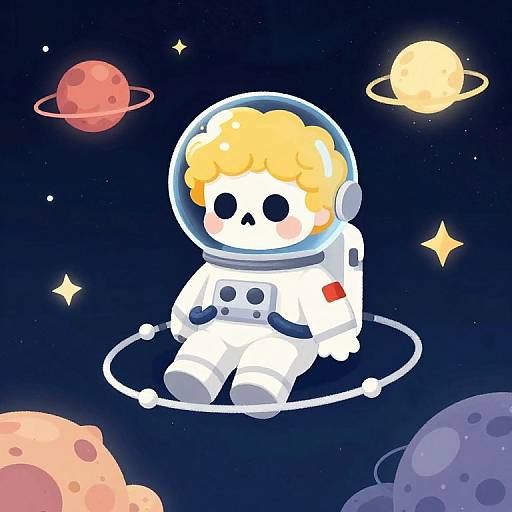 Cute Blonde Astronaut Boy Illustration