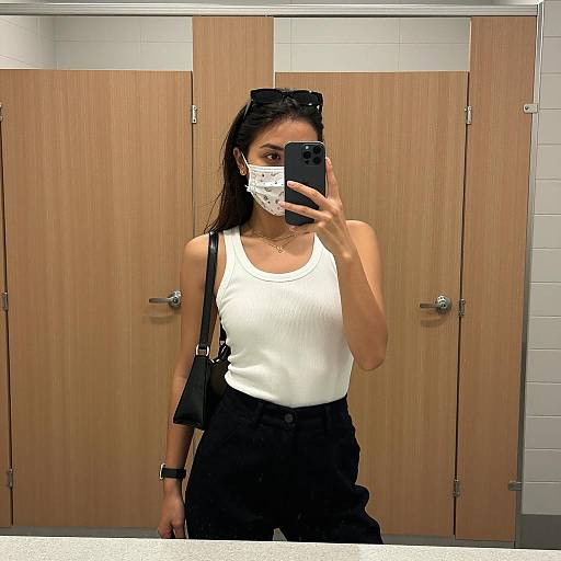 Chic Mirror Selfie in Restroom