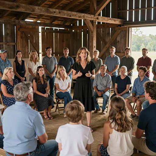 Group Discussion in Rustic Barn Setting