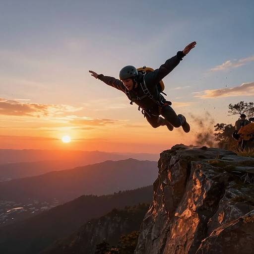 Daredevil Base Jumper at Sunset