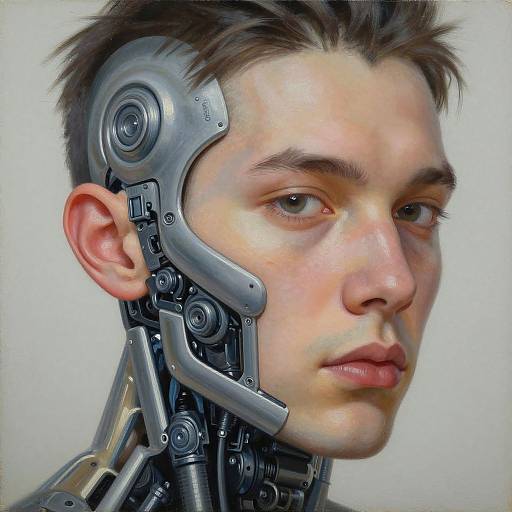 Realistic Biomechanical Portrait Oil Painting