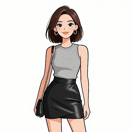 Smiling Woman in Casual Chic Outfit