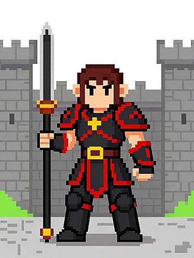 Pixel Art Infernal Elf Warrior