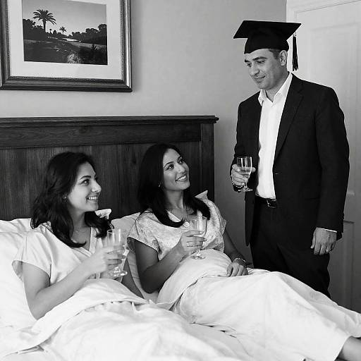 Intimate Graduation Celebration in Monochrome