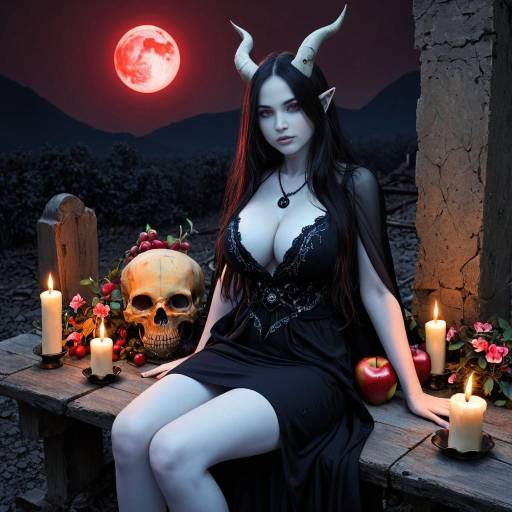 Enchanting Girl with Horns and Fire Enchanting Girl with Horns and Fire