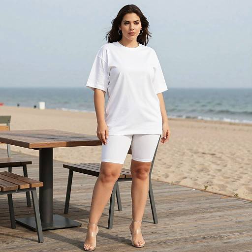 Stocky Woman by Seaside Boardwalk