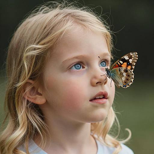 Young Girl with Butterfly on Nose